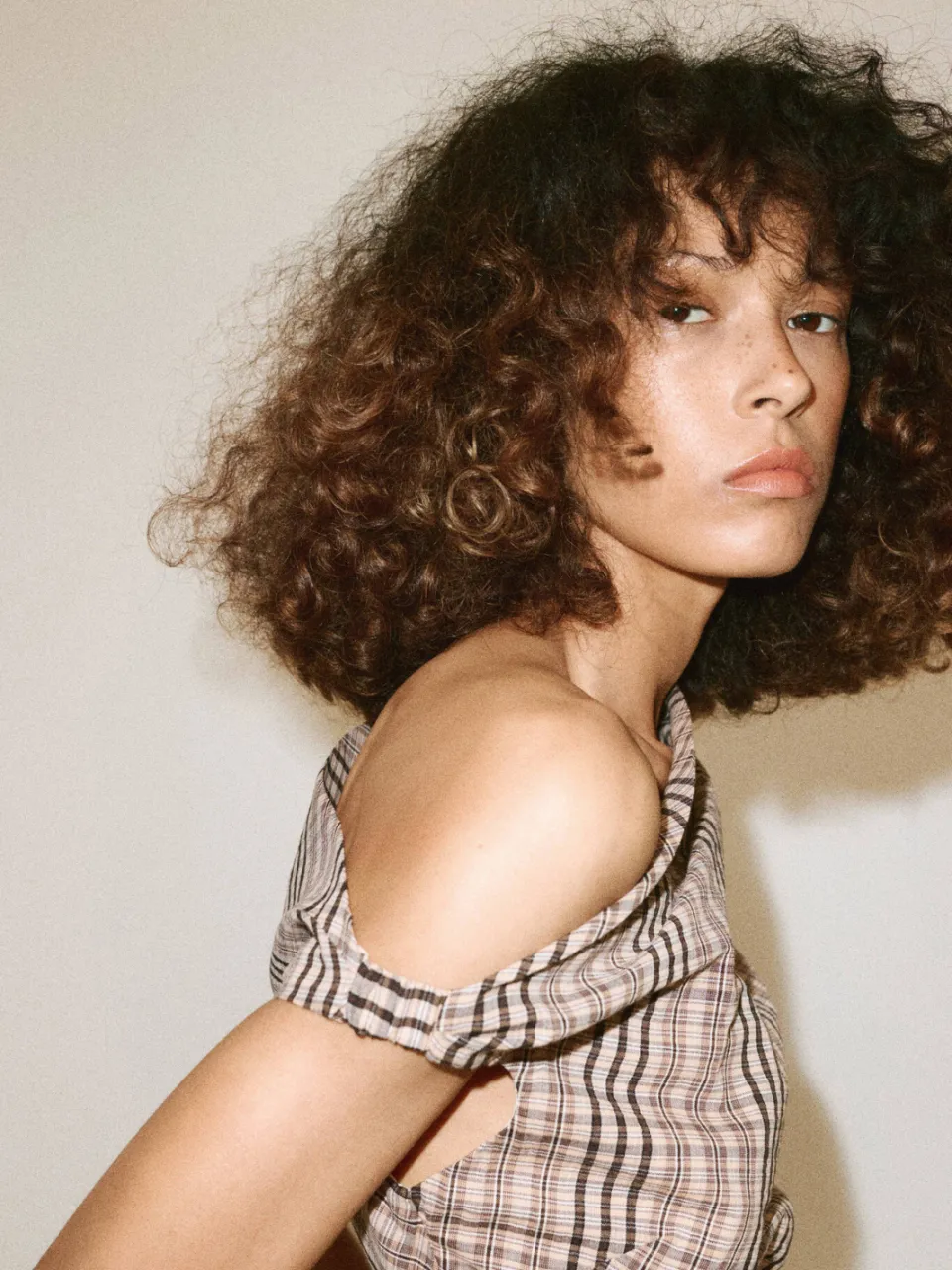 Mango geruite korte zomerjurk - beige, foto 3