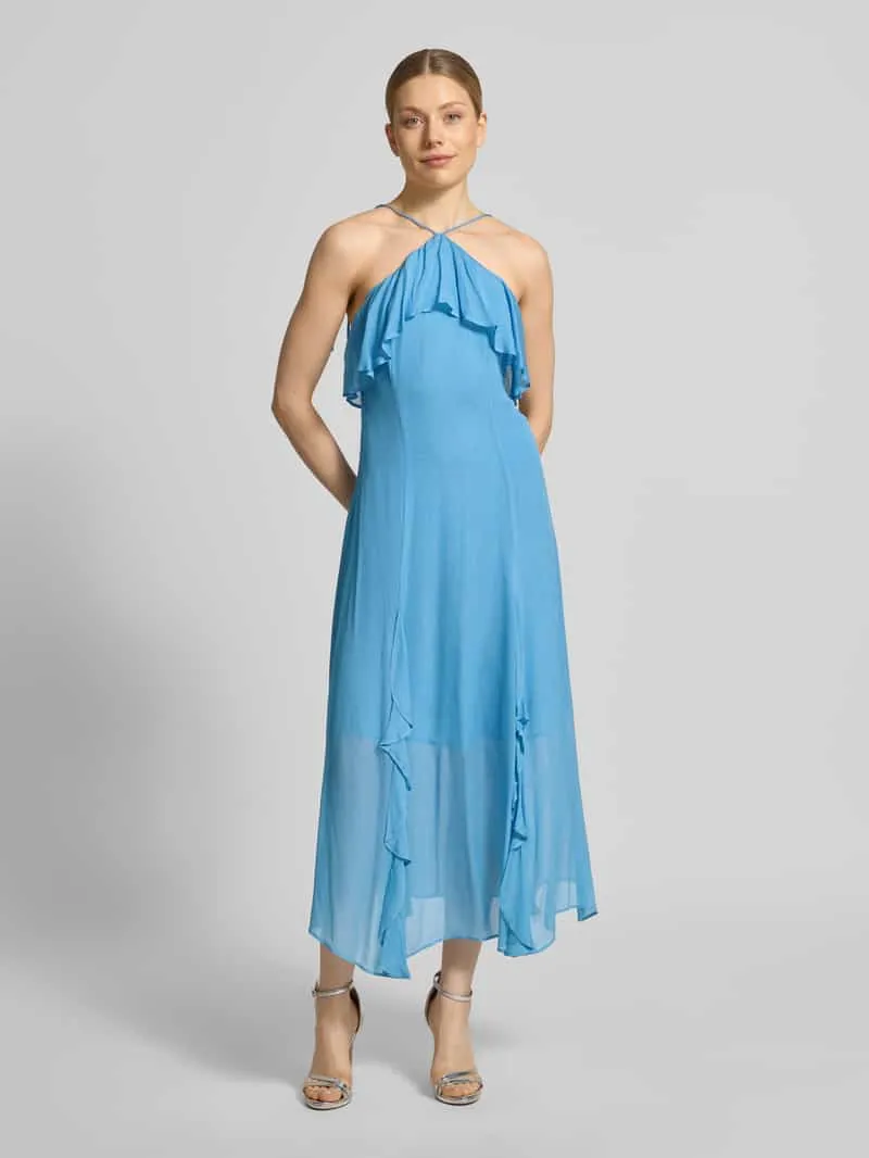 Jake*s Cocktail cocktailjurk van viscose met volants Oceaanblauw