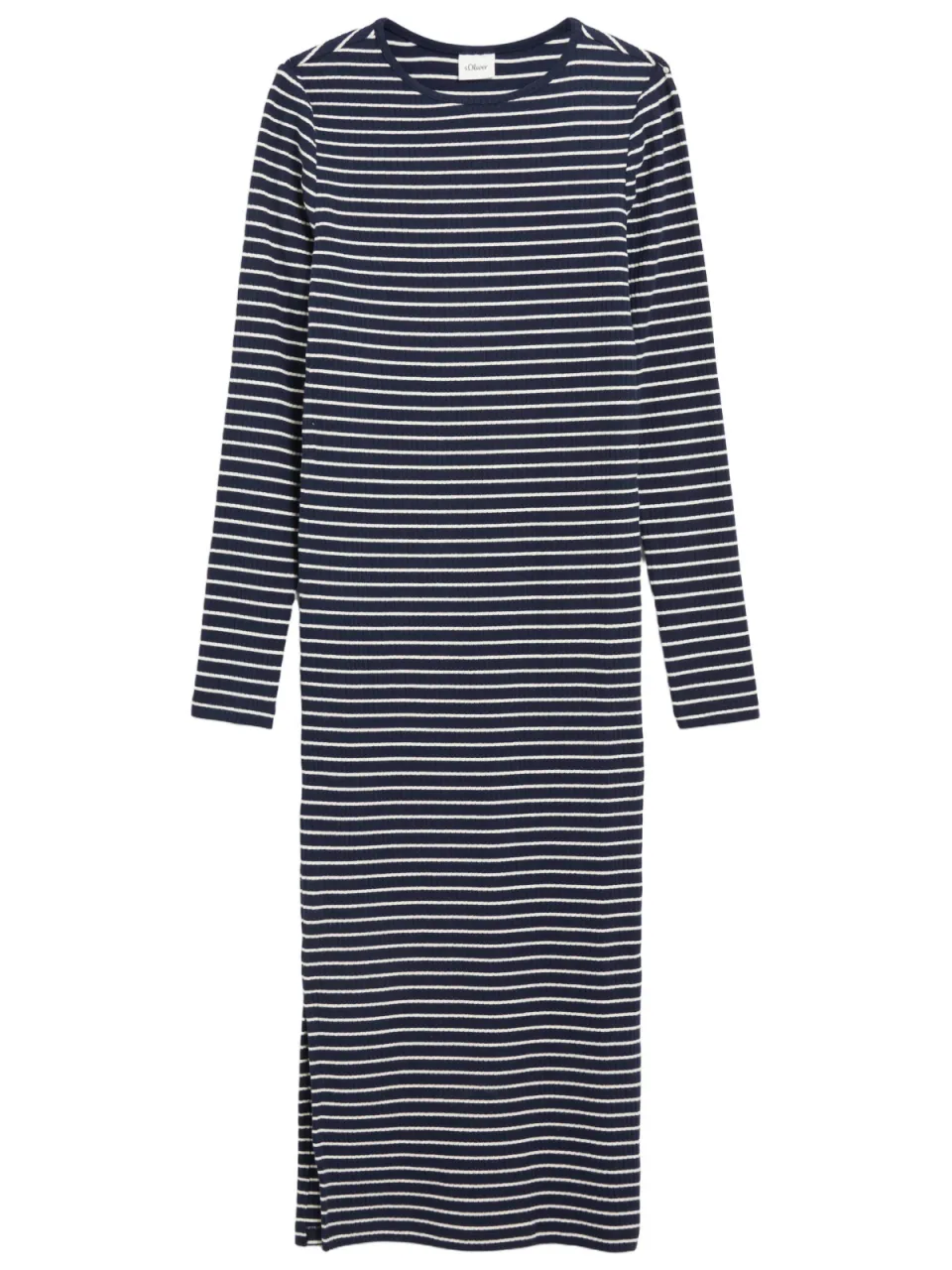 s.Oliver gebreide gestreepte bodycon jurk marineblauw, foto 2
