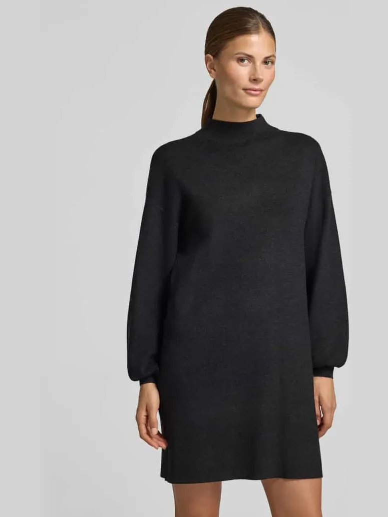 Vero Moda relaxed fit tricotjurk van viscosemix model 'NANCY' Donkergrijs gemêleerd