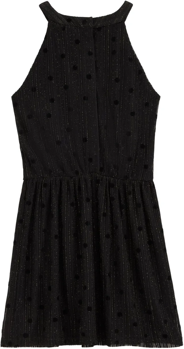 WE Fashion Meisjes jersey jurk met structuur en glittergaren Black