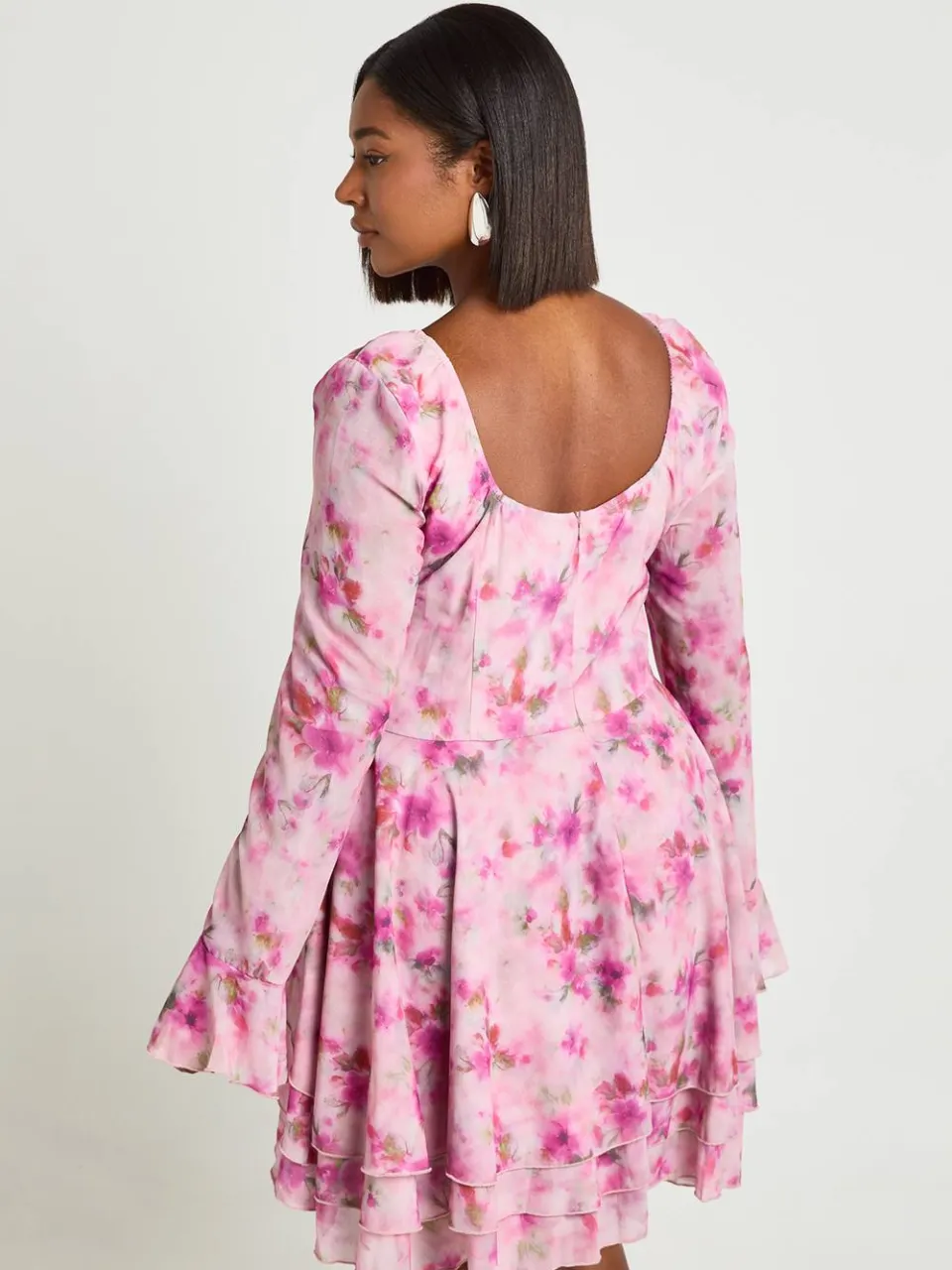 boohoo Dames Plus Chiffon Skater Jurk Met Bloemenprint roze, foto 2