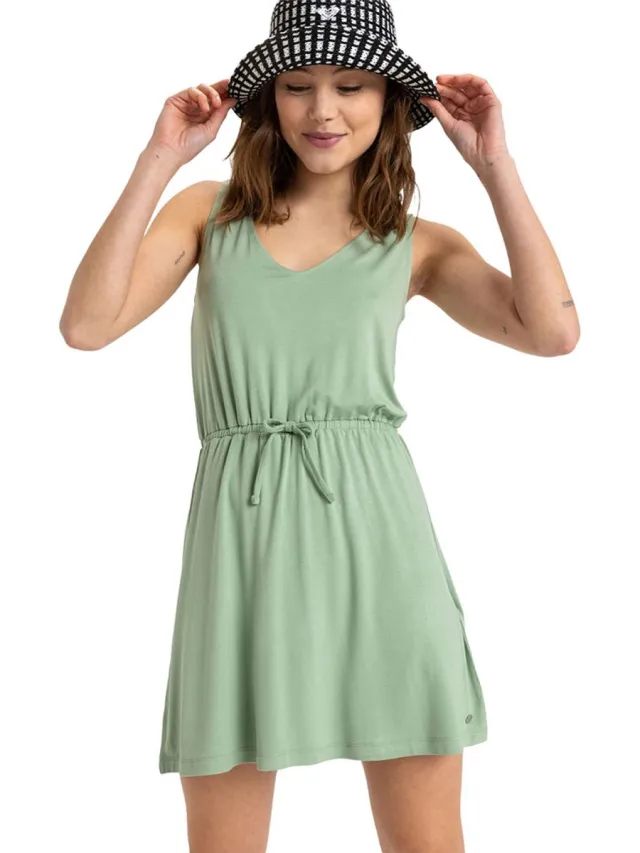 Roxy Low Tides Mouwloze Korte Jurk Groen XS Vrouw Basil