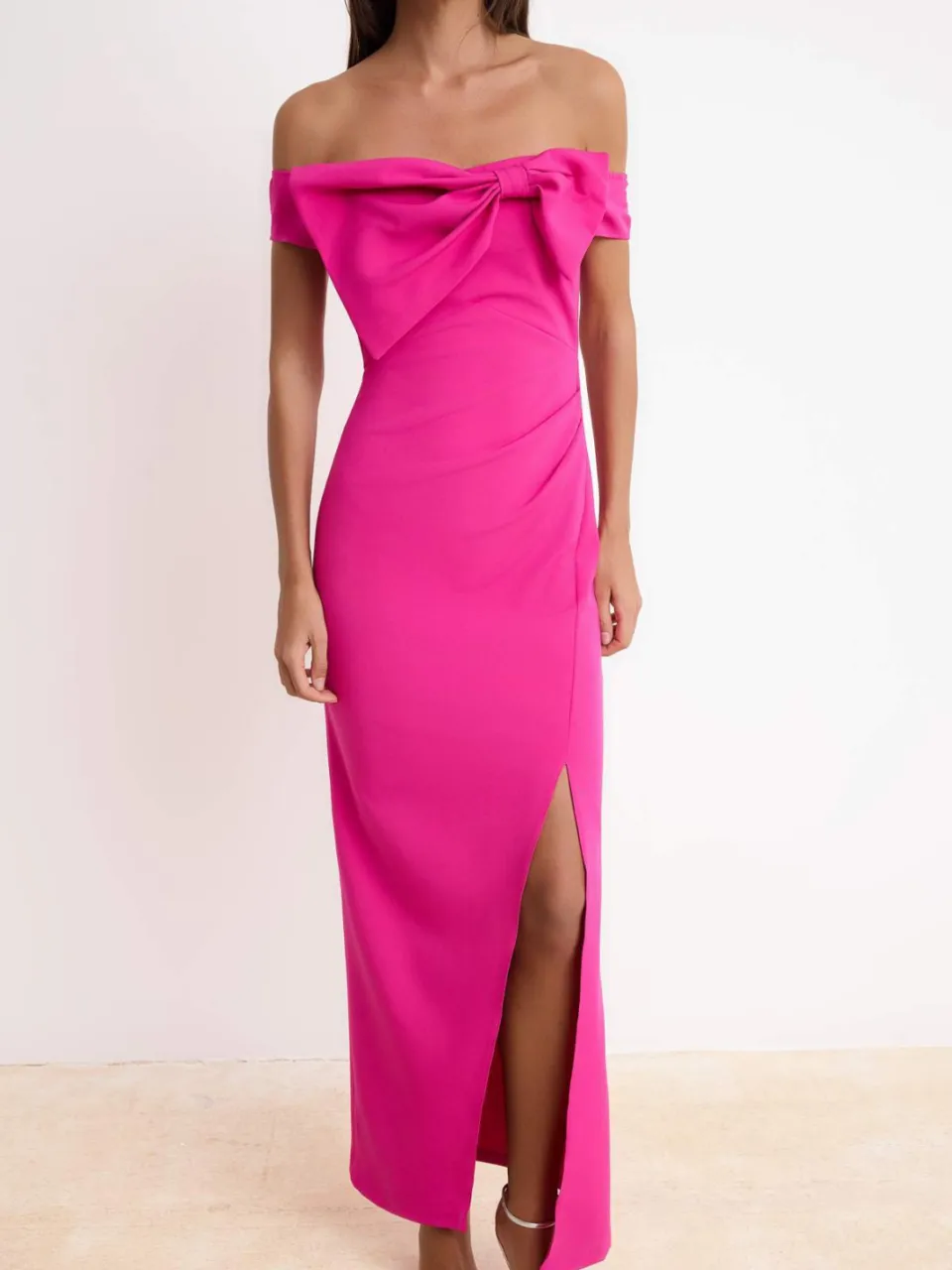 Trendyol TRENDYOLMİLLA Dames Roze Effen Maxi Kort Diploma-uitreiking / Gala Recht Avond & Gala Jurk Fuchsia
