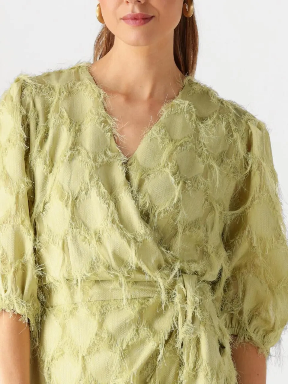 Aaiko Dames Jurken Florica Fringe Pes 482 - Khaki, foto 4