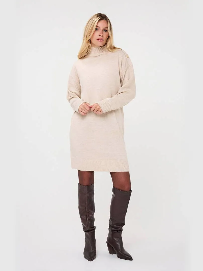 Esqualo jurk met col en wol - beige, foto 5