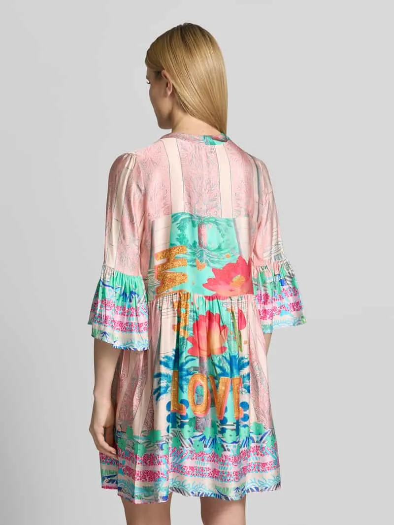 miss goodlife relaxed fit mini-jurk van pure viscose model 'Love' roze, foto 3