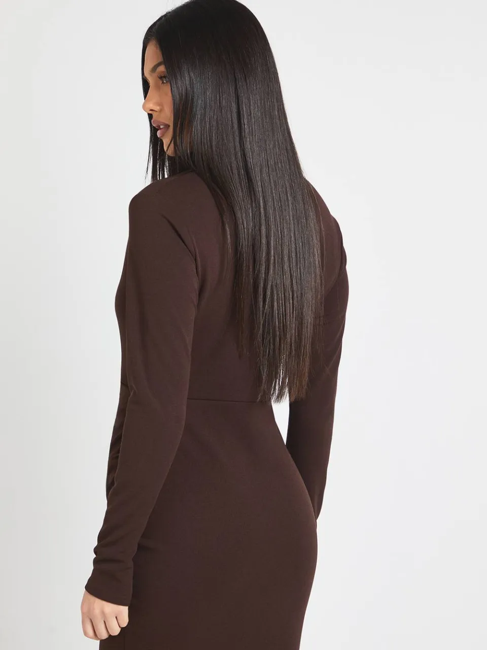 boohoo Dames Wikkel Lange Mouwen Blazer Jurk chocoladebruin, foto 2