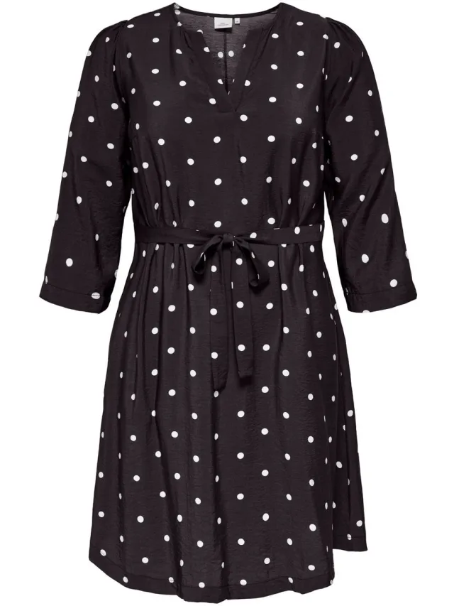 Only Carmakoma CARCARRIE DOT 3/4 BLK DRESS AOP - Meisjes - Mini jurken Black