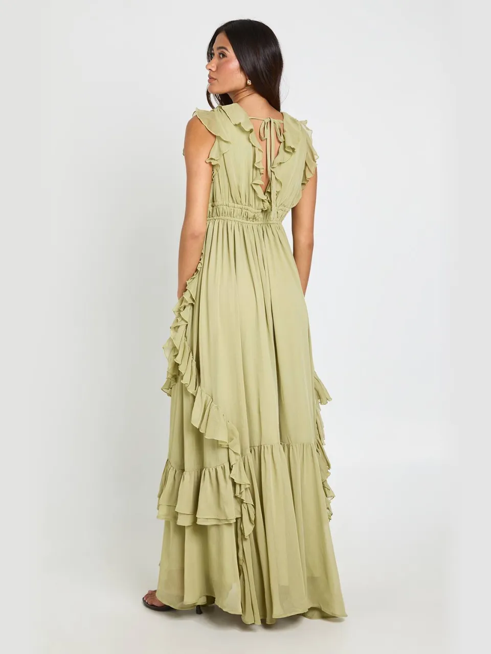 boohoo Dames Chiffon Maxi Jurk Met Zwierige Ruches verstandig, foto 2
