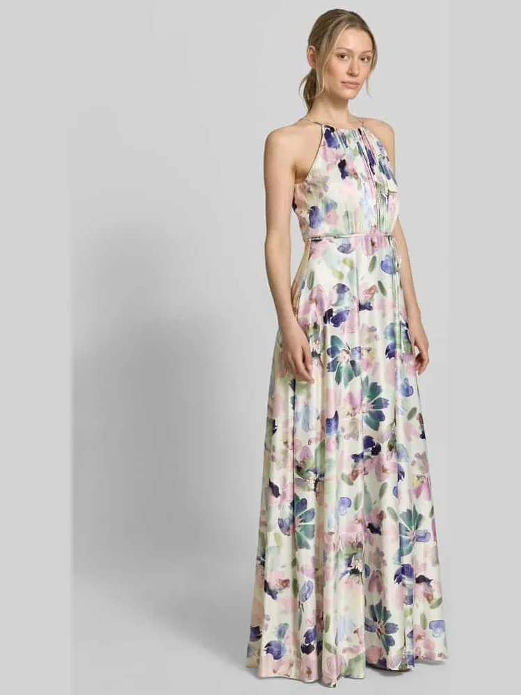 Jake*s Cocktail Maxi-jurk van satijn met bindceintuur ecru, foto 3