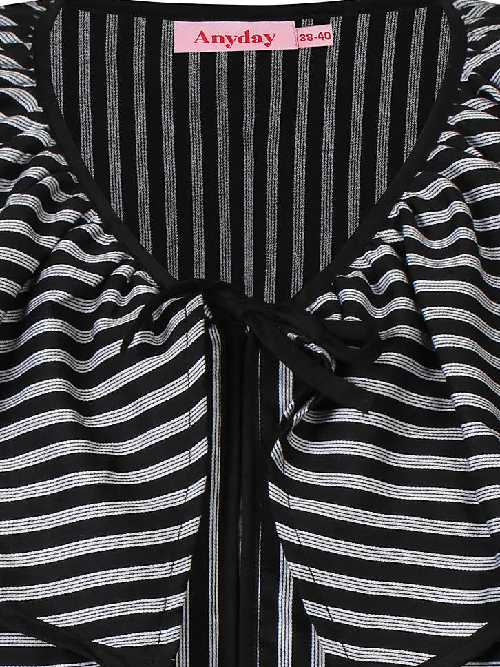 Anyday gestreepte korte jurk Plus Size - zwart, foto 6
