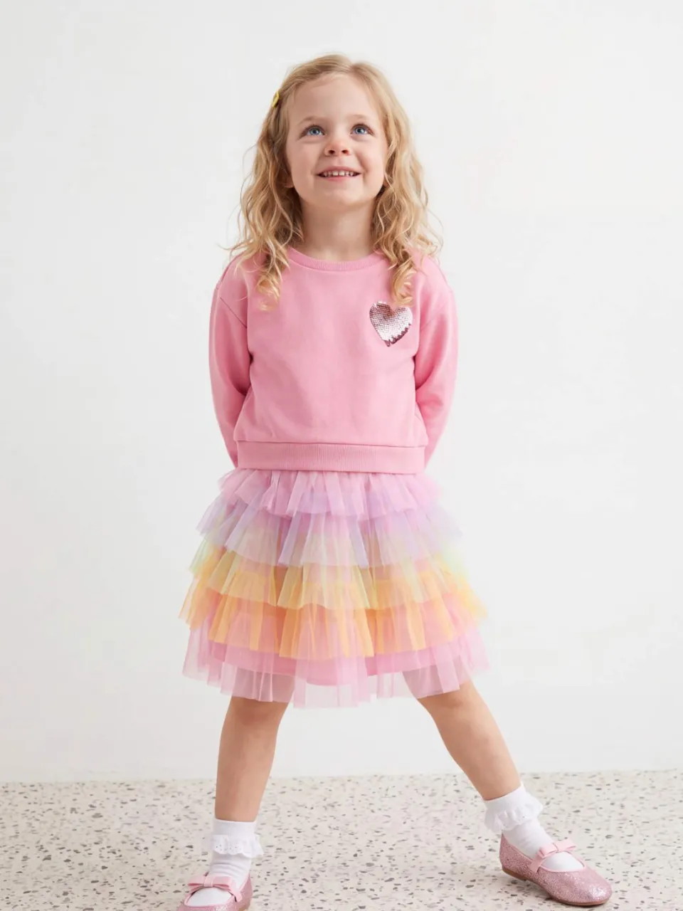 Trendyol TRENDYOLKIDS Meisjes Roze Met grafische print Midi Lang A-lijn Jurken