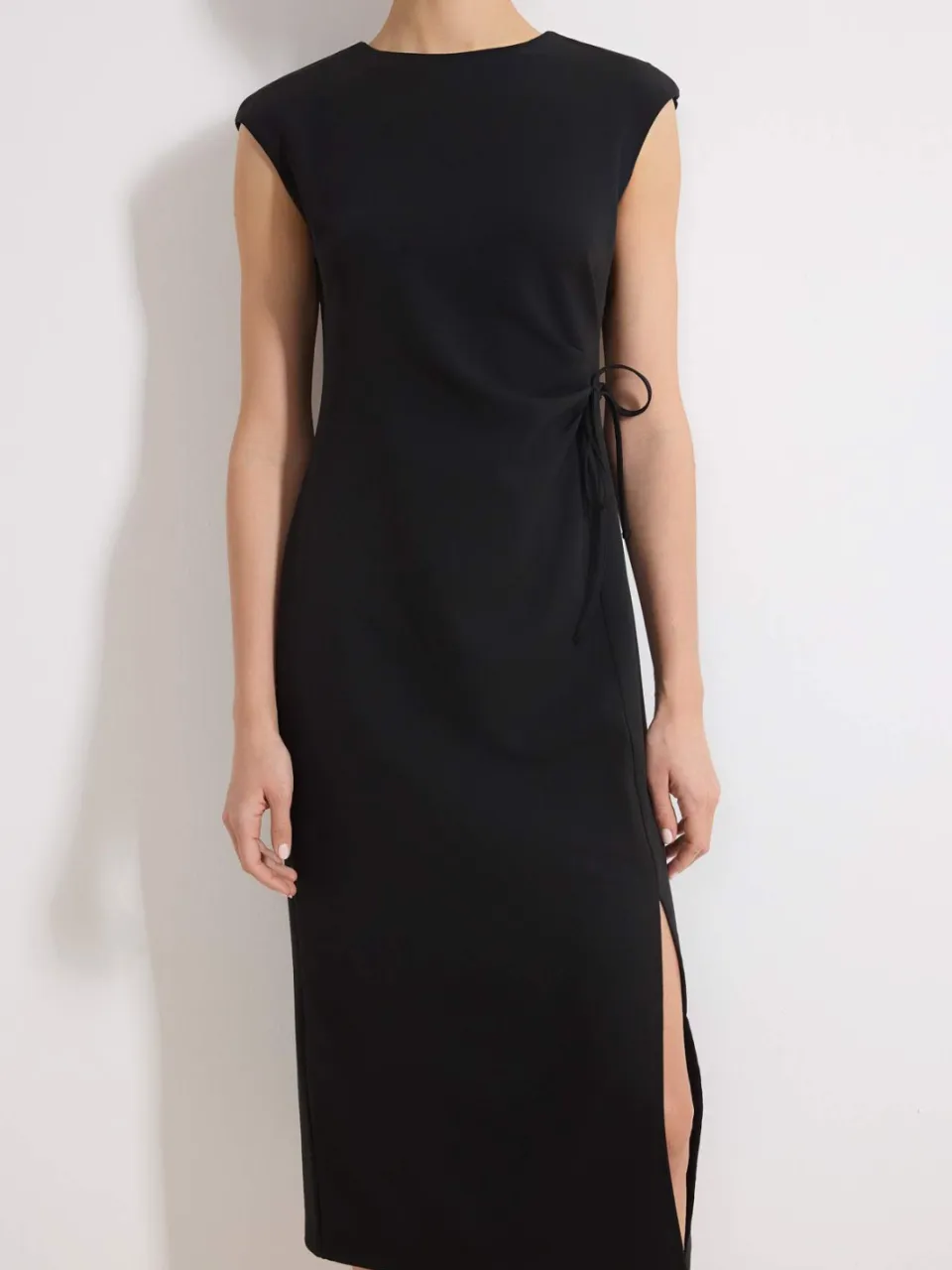 Turkishsouq Platte, mouwloze midi-jurk voor dames in A-lijn model, geschikt voor zakelijke gelegenheden. zwart, foto 2