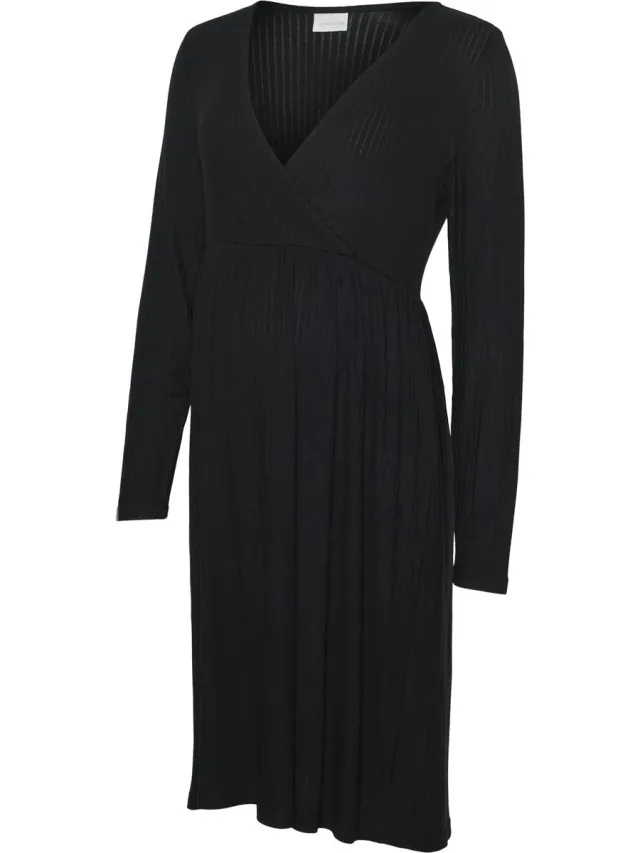 Mamalicious MLTRINITY TESS LS JRS SKATER DRESS 2F - Dames - Mini jurken Zwart