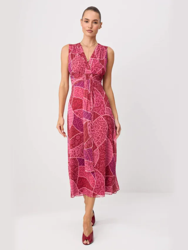 Trendyol TRENDYOLMİLLA Dames Meerkleurig Geometrisch patroon Maxi Mouwloos A-lijn Jurken Veelkleurig