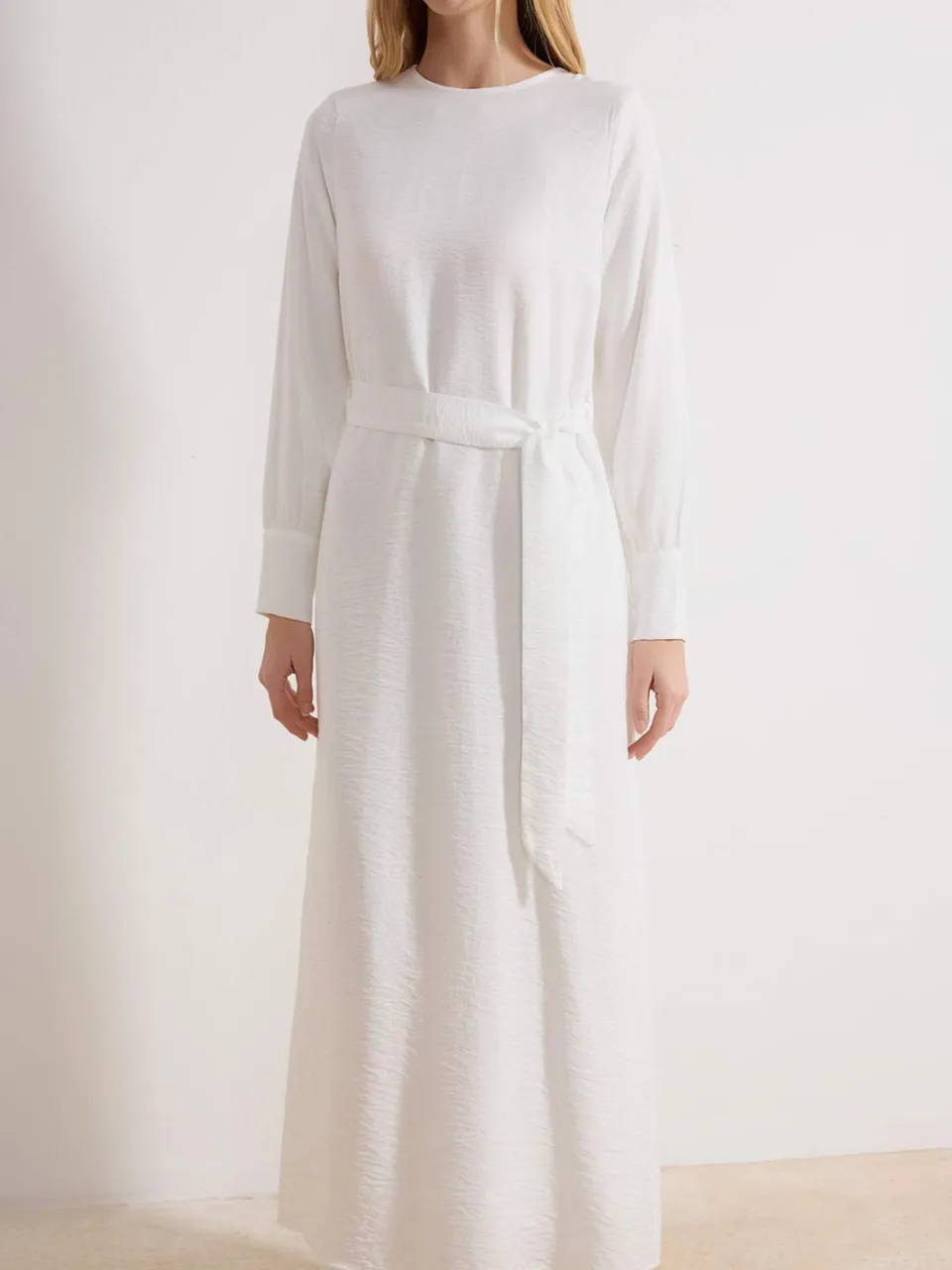 Trendyol Modest Dames Ecru Effen Maxi Lang Casual Recht Modest Jurken, foto 2