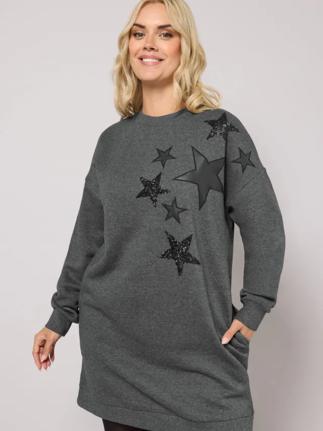 Yours Grey Star Sweatshirtjurk-52