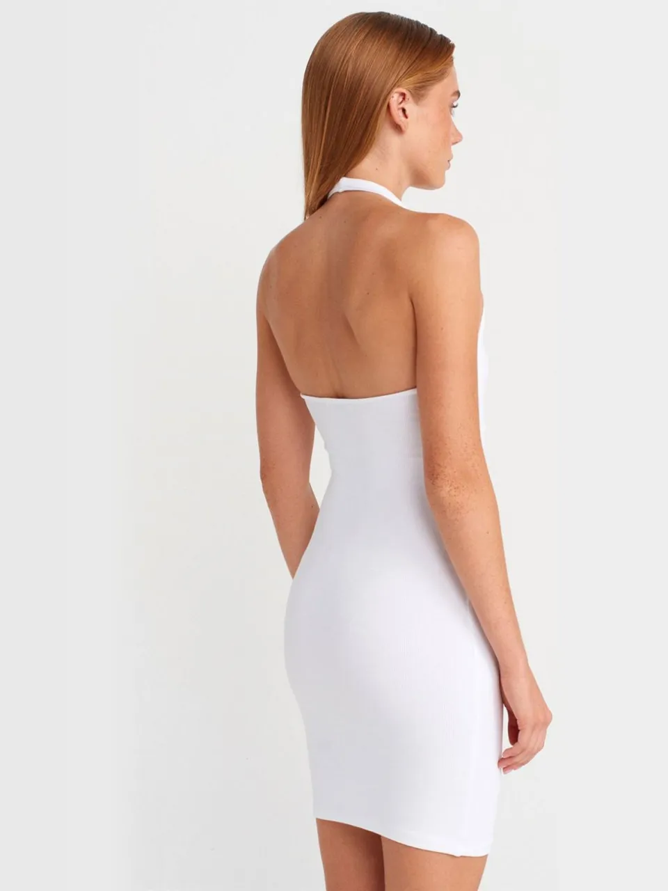 Dilvin Geribbelde Bodycon Mini-Jurk wit, foto 2