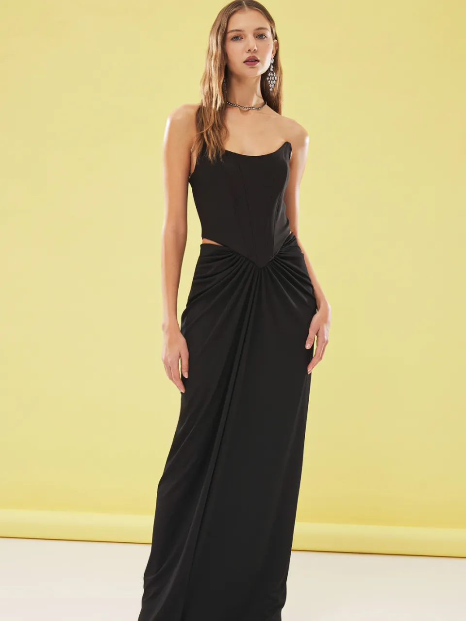 Trendyol TRENDYOLMİLLA Dames Zwart Effen Maxi Mouwloos Diploma-uitreiking / Gala Zeemeermin Avond & Gala Jurk