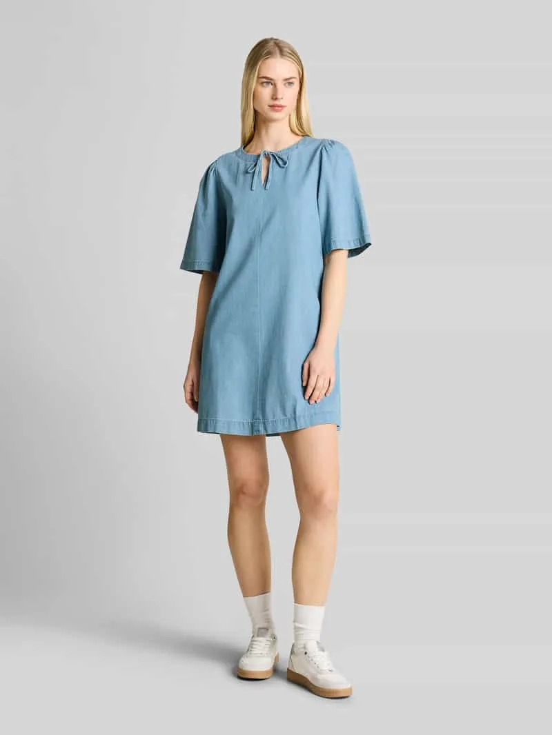 Tom Tailor regular fit vrijetijdsjurk met strikdetail lichtblauw, foto 3