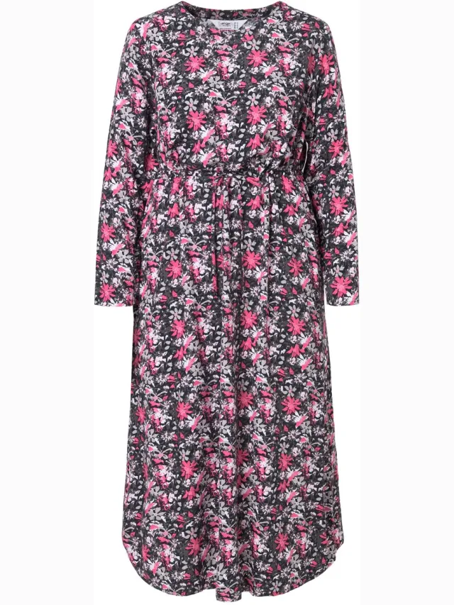 Angel of Style Dames - Maxi-jurk A-lijn camouflageprint met bloemen - Zwart