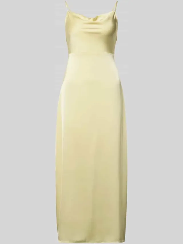 Vila maxi-jurk met spaghettibandjes model 'RAVENNA' Lichtgeel