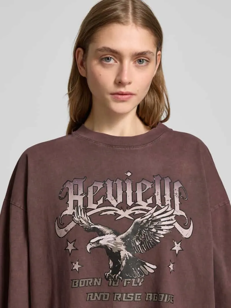 REVIEW Oversized t-shirtjurk in minilengte donkerbruin, foto 5