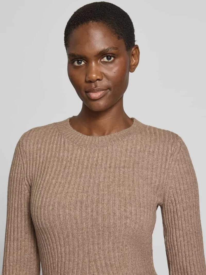 Vero Moda Regular fit tricotjurk met ronde hals model 'JOSANNA' zand, foto 4