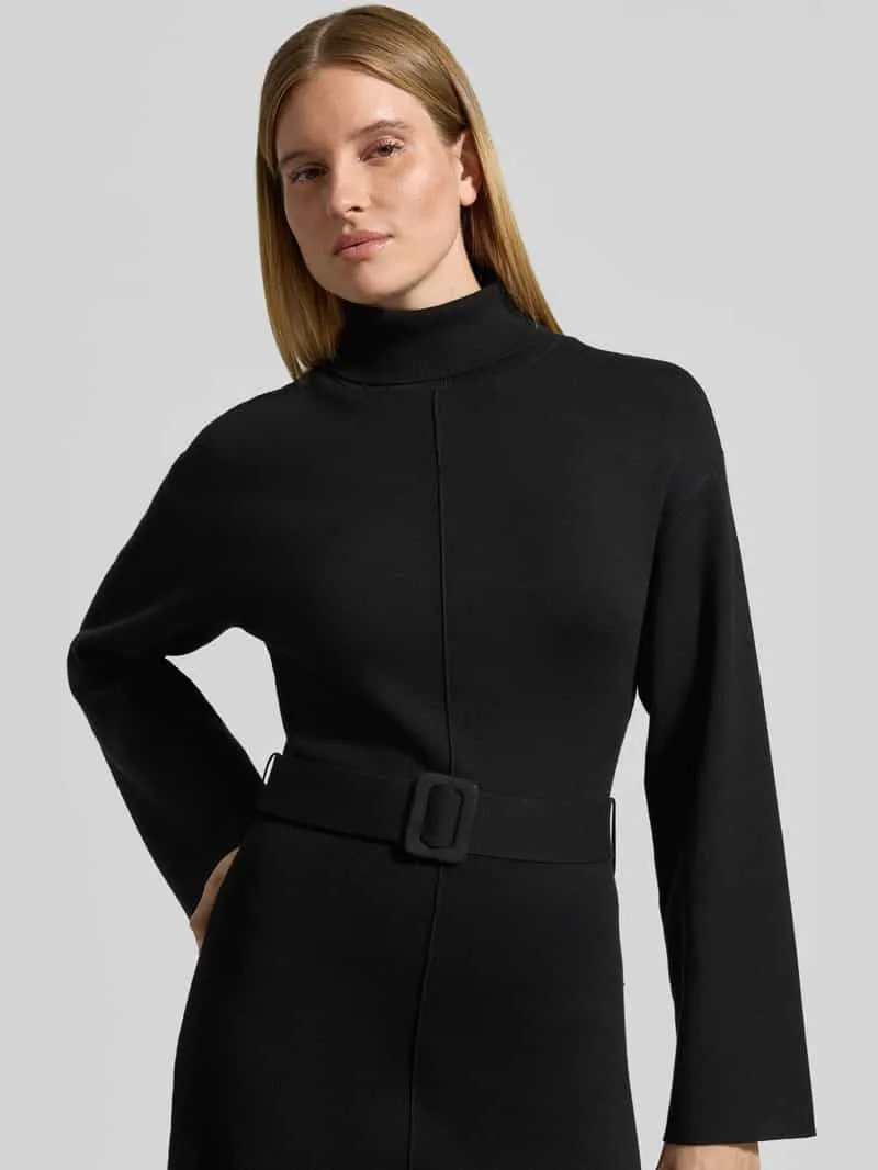 Yas Tricotjurk van viscosemix met riem model 'HAFNI' zwart, foto 4