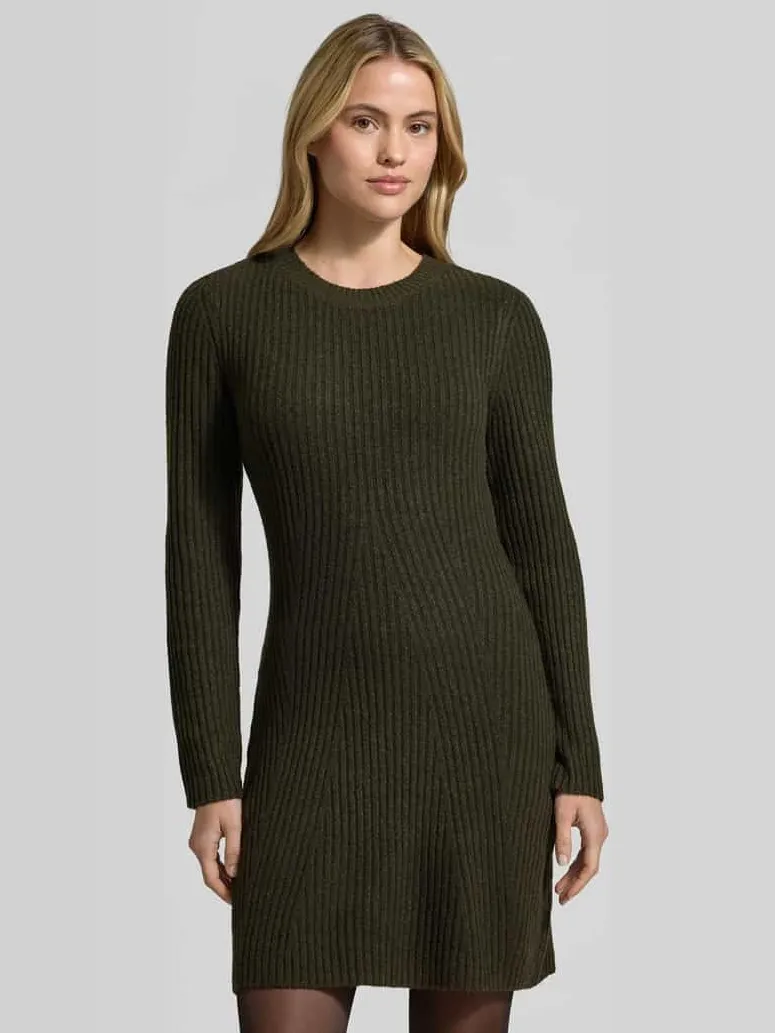Vero Moda Regular fit tricotjurk met ronde hals model 'JOSANNA' Donkergroen