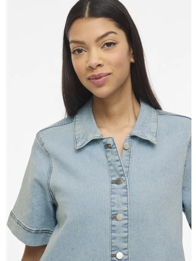 Vila denim blousejurk light blue denim, foto 4