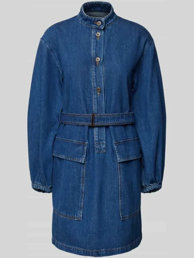 Max Mara Jeansjurk met tailleriem, model 'EURO' blauw, foto 2