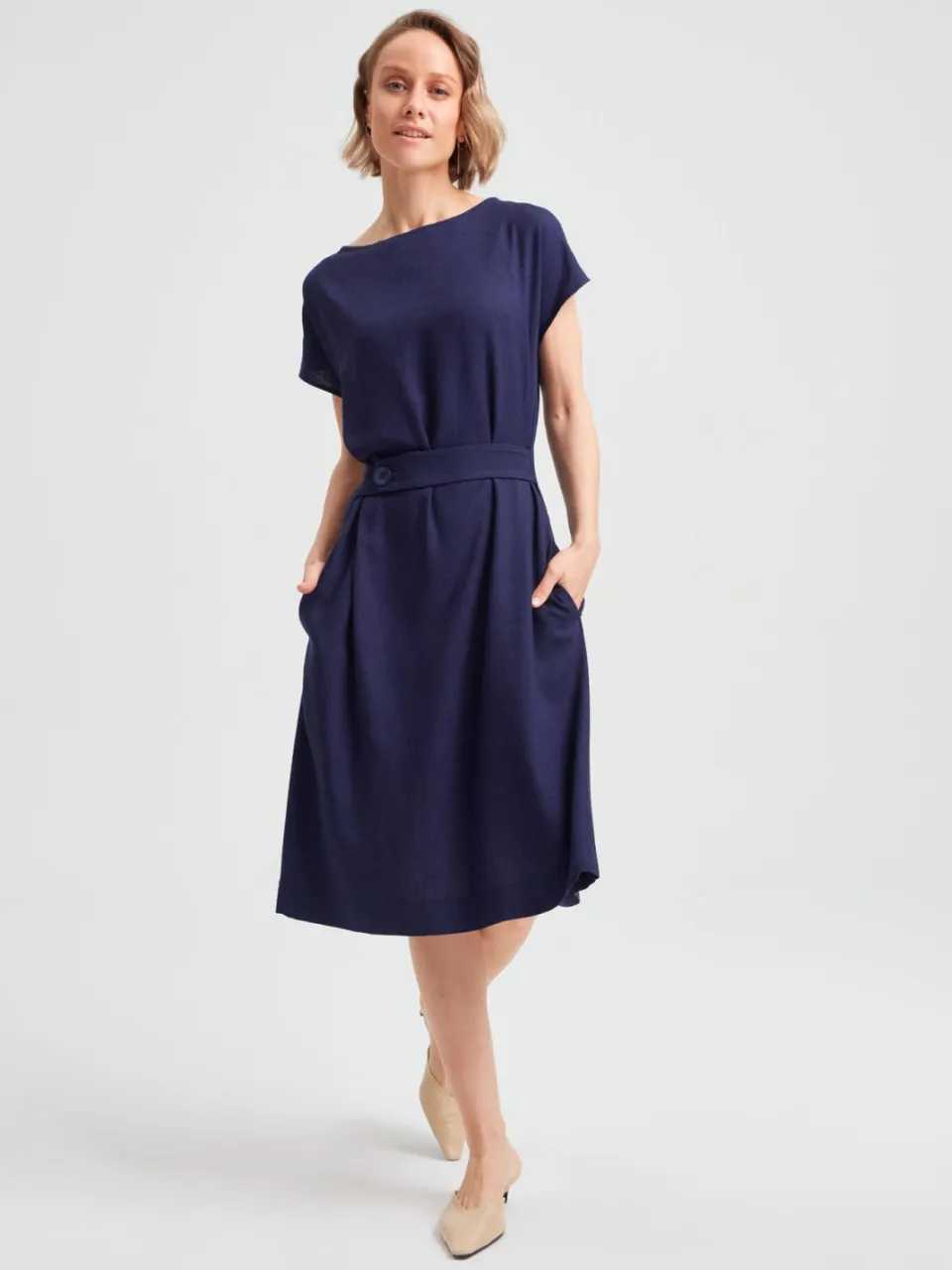 AYANI dames vegan Jurk Sati Total Eclipse Marineblauw, foto 2