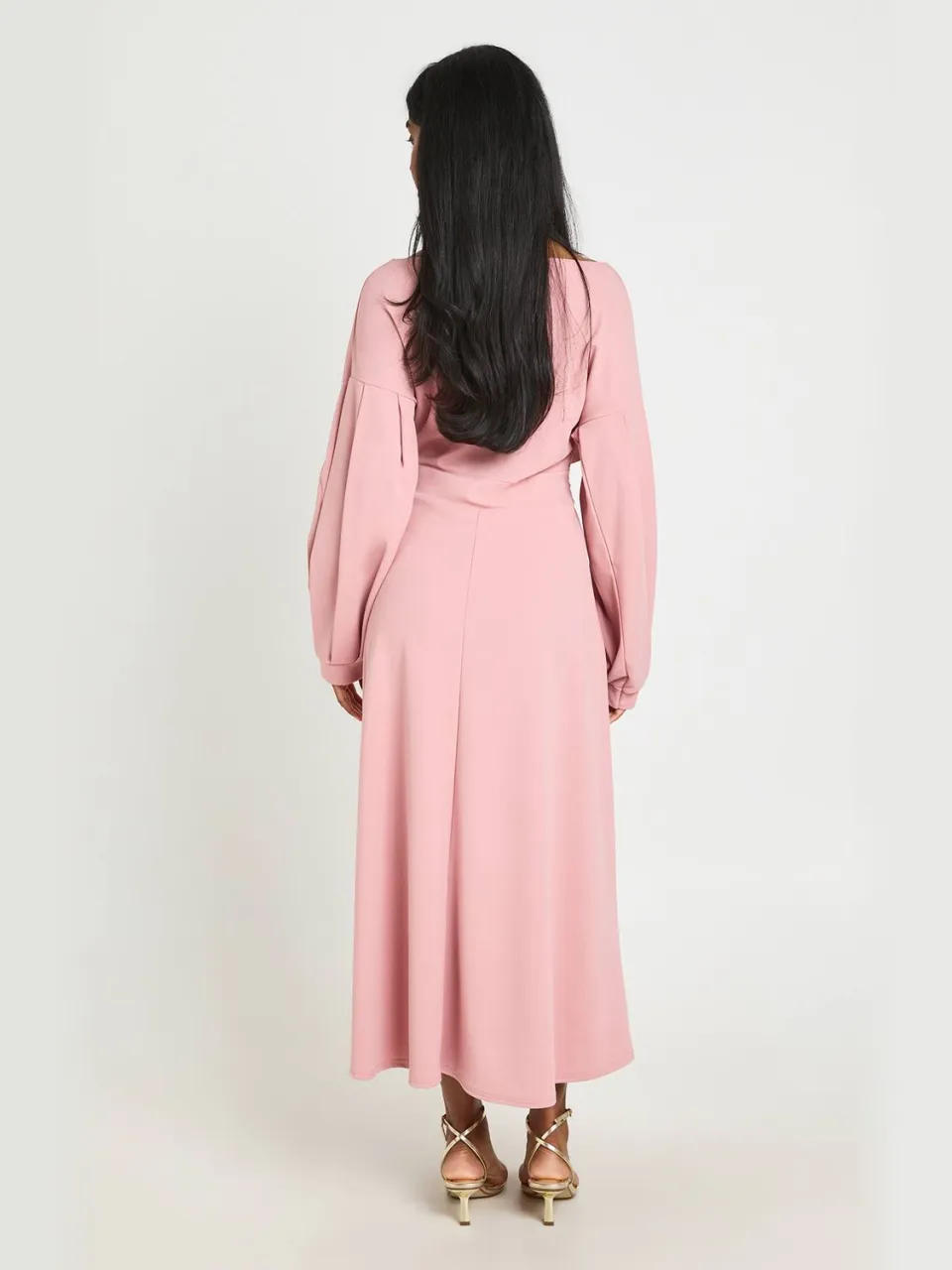 boohoo Dames Midi-jurk Met Wikkelmodel En Off-shoulder Design roos, foto 2