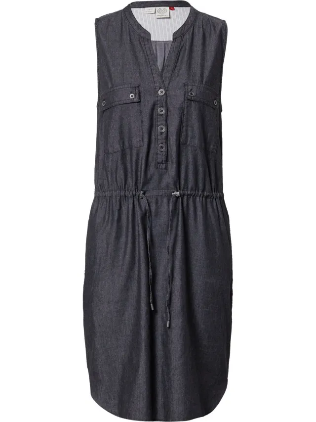 Ragwear Dames overhemd-jurk Roisin Denim Zwart gemêleerd