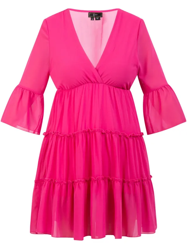 Faina mini-jurkje met ruches roze
