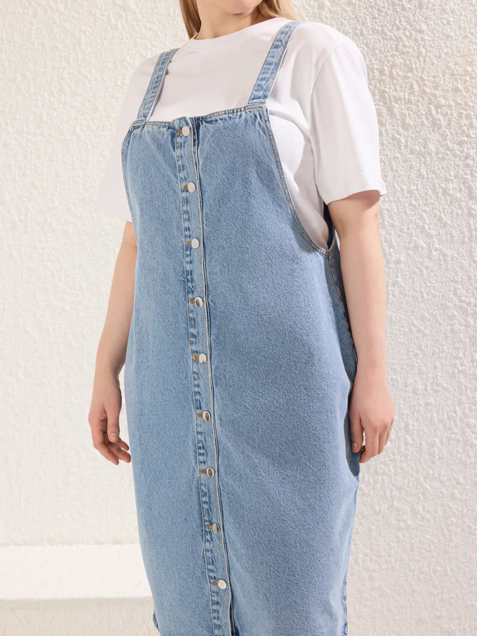 Trendyol Curve Dames Blauw Effen Midi Mouwloos Casual Gilet Grote maten Jurk, foto 2