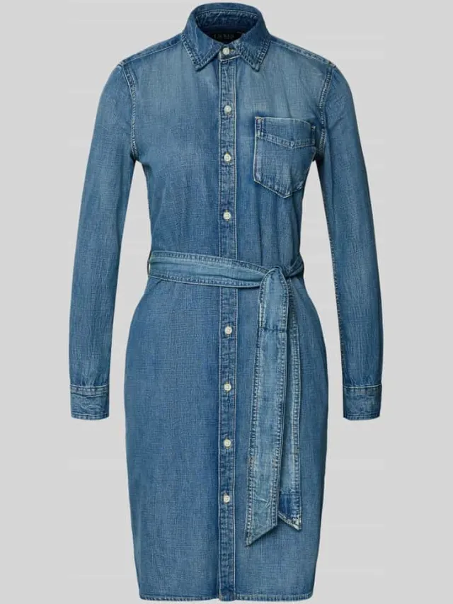 Lauren Ralph Lauren Knie-lange denimjurk met Strikceintuur Model 'JAMEIKA', foto 2