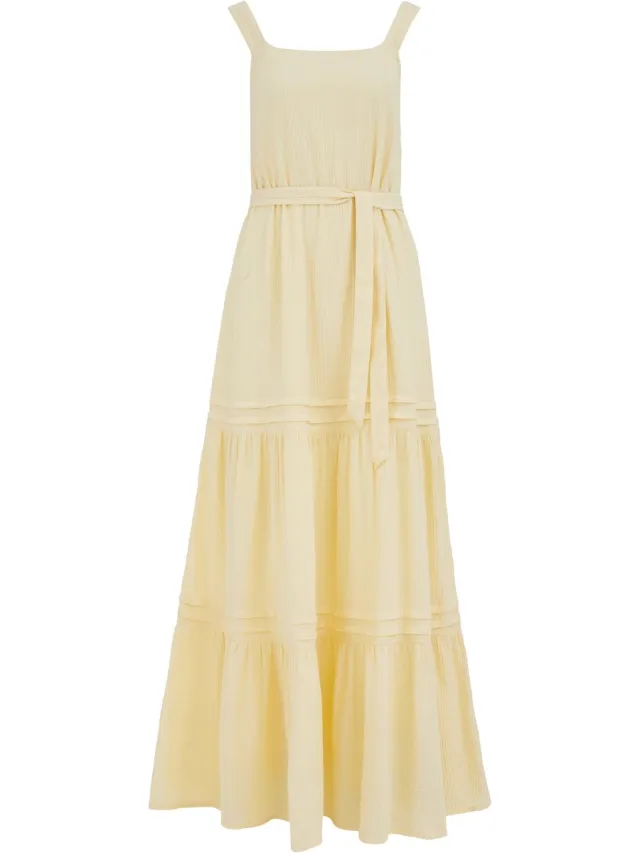 WE Fashion Dames maxi jurk met structuur Light yellow
