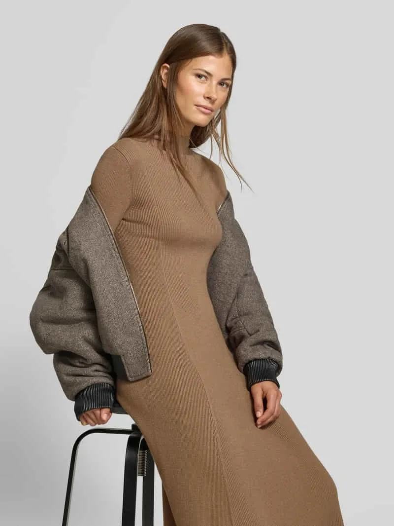 MYON Slim Fit midi-jurk van viscosemix met tricotlook taupe gemêleerd, foto 3