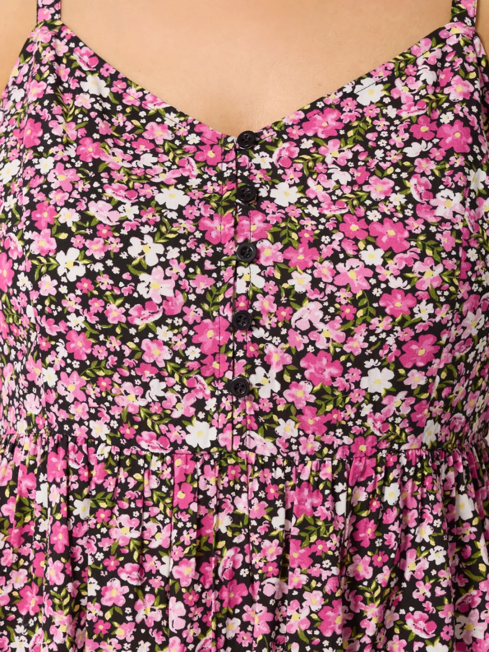 Yours Roze Midizomerjurk Met Bloemenprint En Spaghettibandjes-64, foto 4