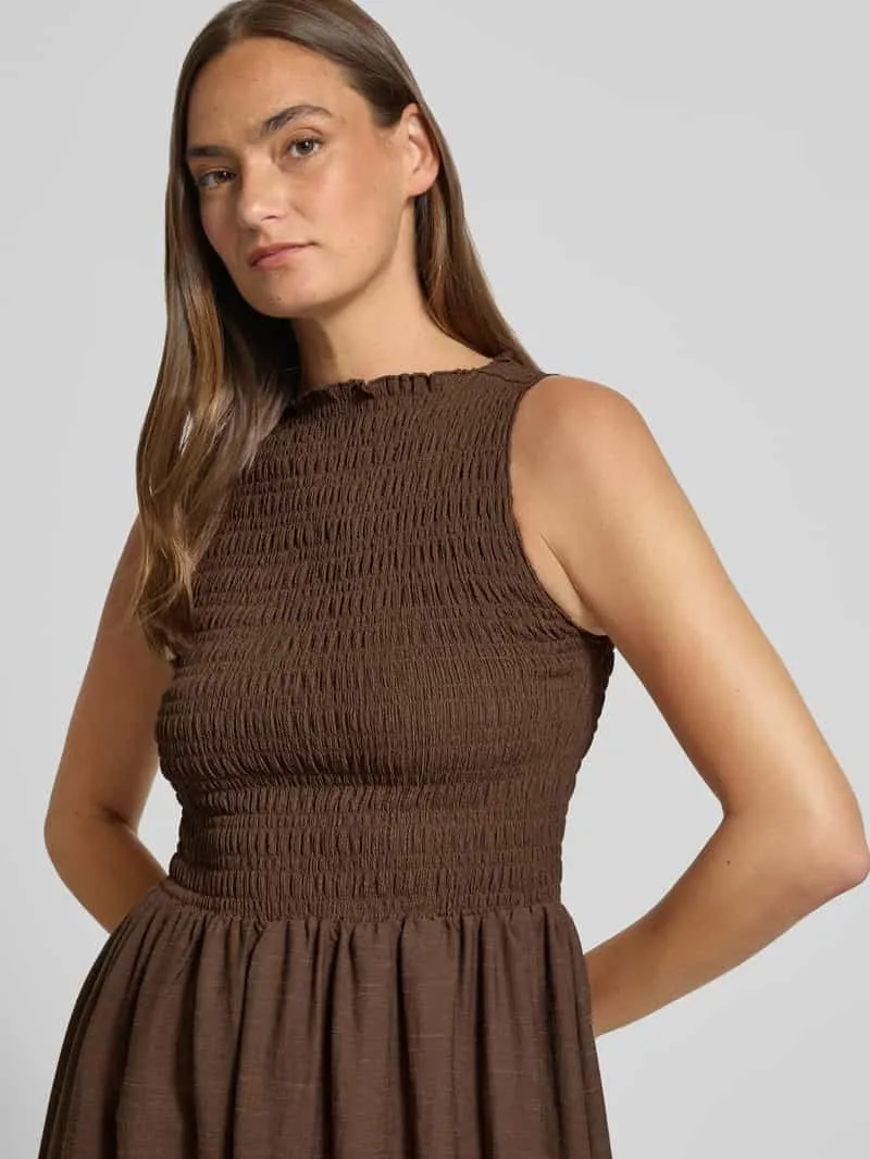 Jake*s Casual midi-jurk met smokelementen donkerbruin, foto 4
