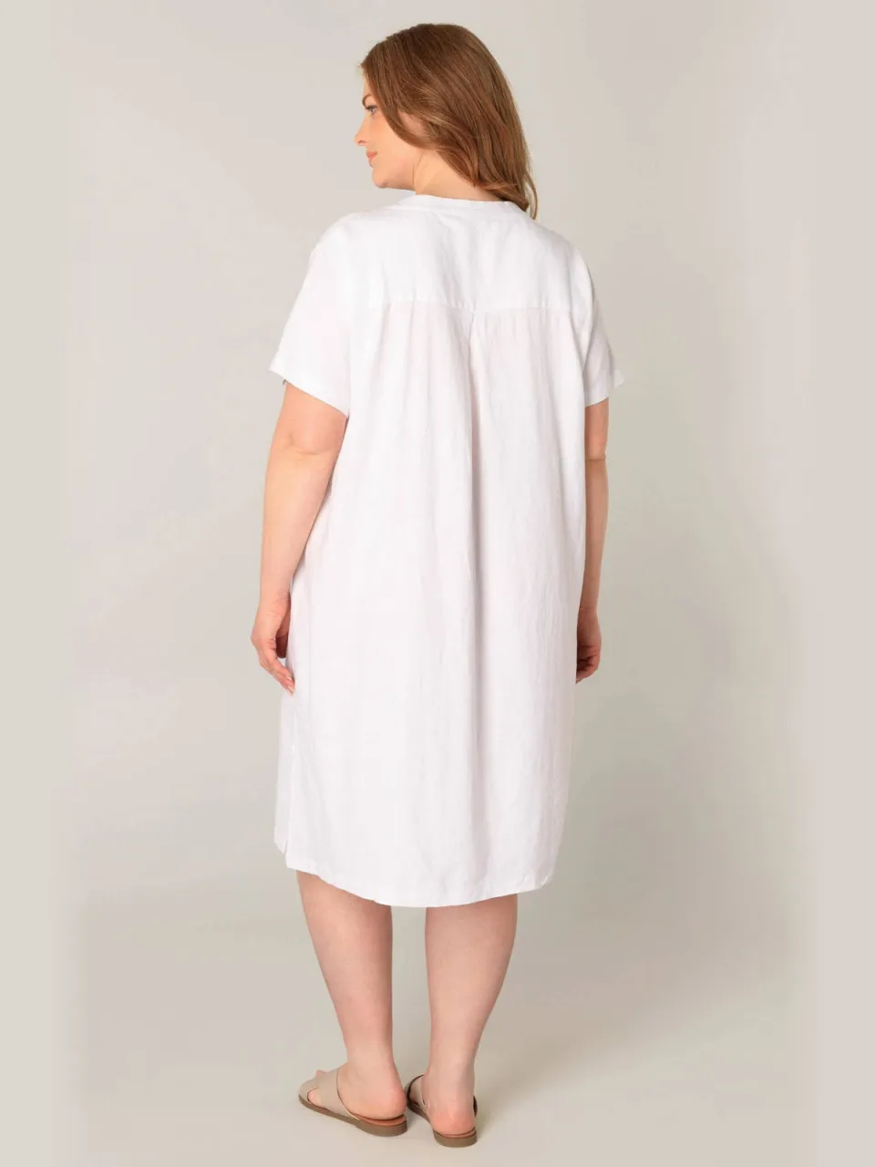 Base Level Curvy jurk met linnen ecru, foto 3