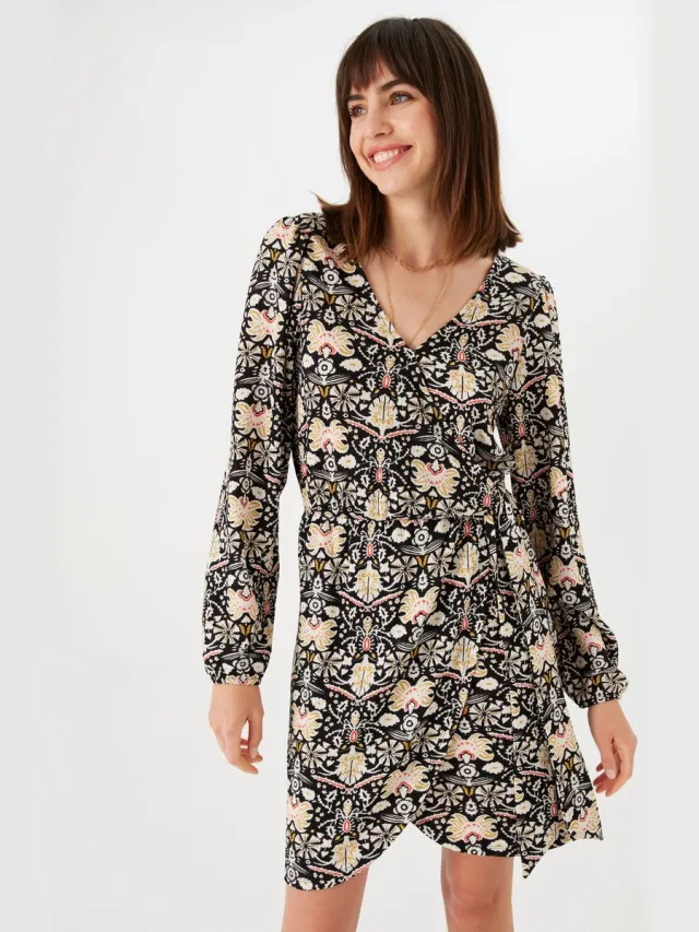 Garcia Dames All over print Jurk Zwart Long mouw Black