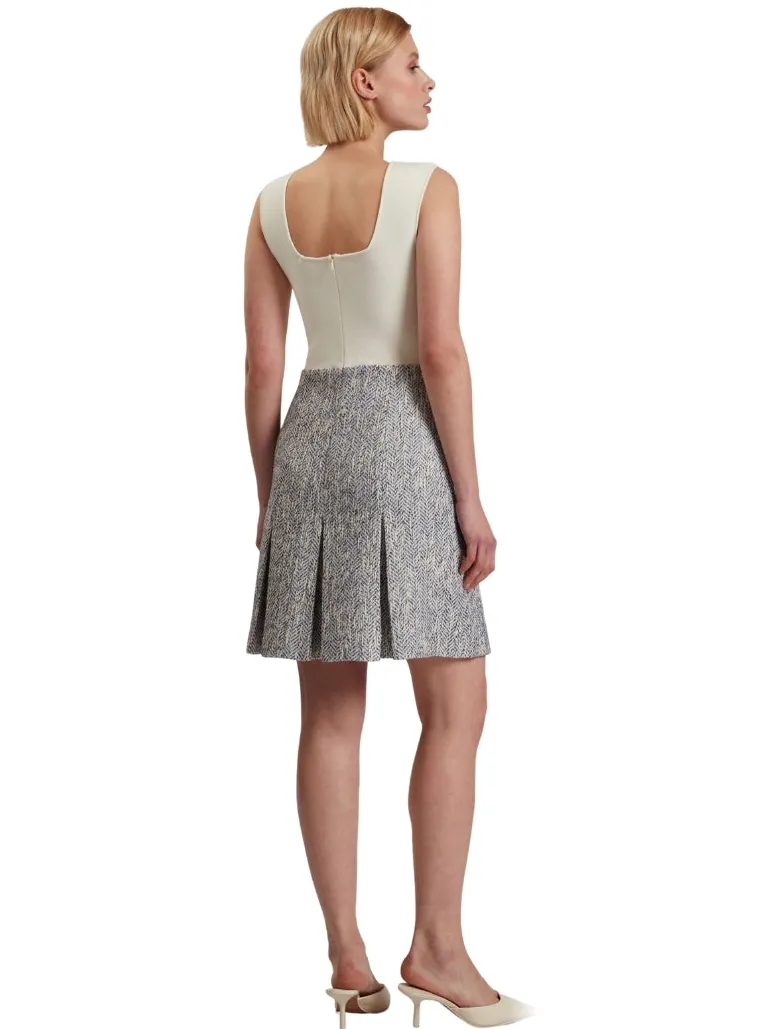 Ted Baker Vulpam Mouwloze Jurk Met Gebreid Bovenstuk En Bouclé In Lichtblauw