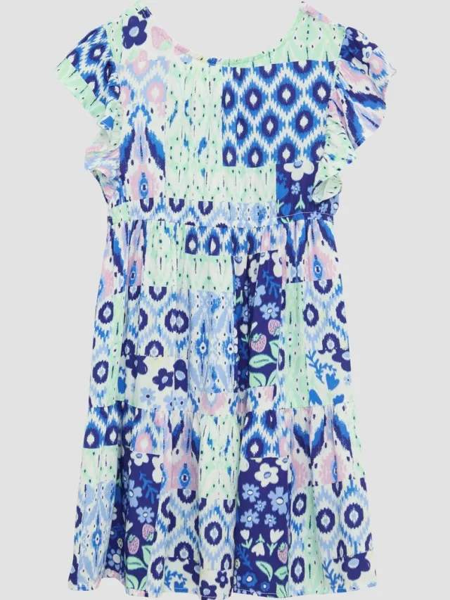 S.Oliver female - Korte viscose jurk met vleugelmouwen en rugdecolleté azuurblauw