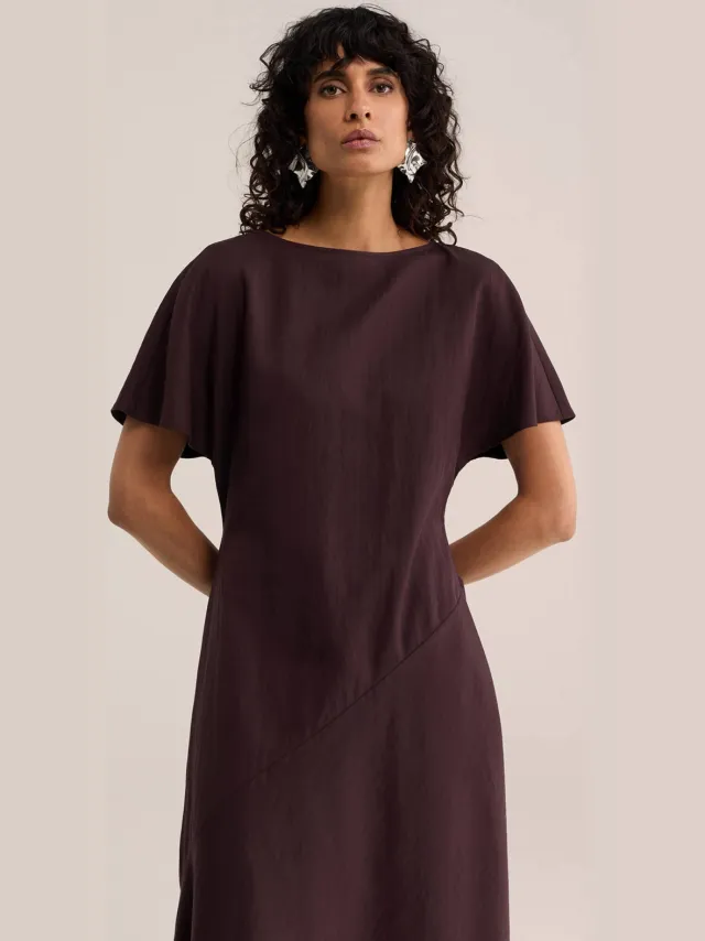 WE Fashion WE STUDIO asymmetrische midi jurk - bruin, foto 4