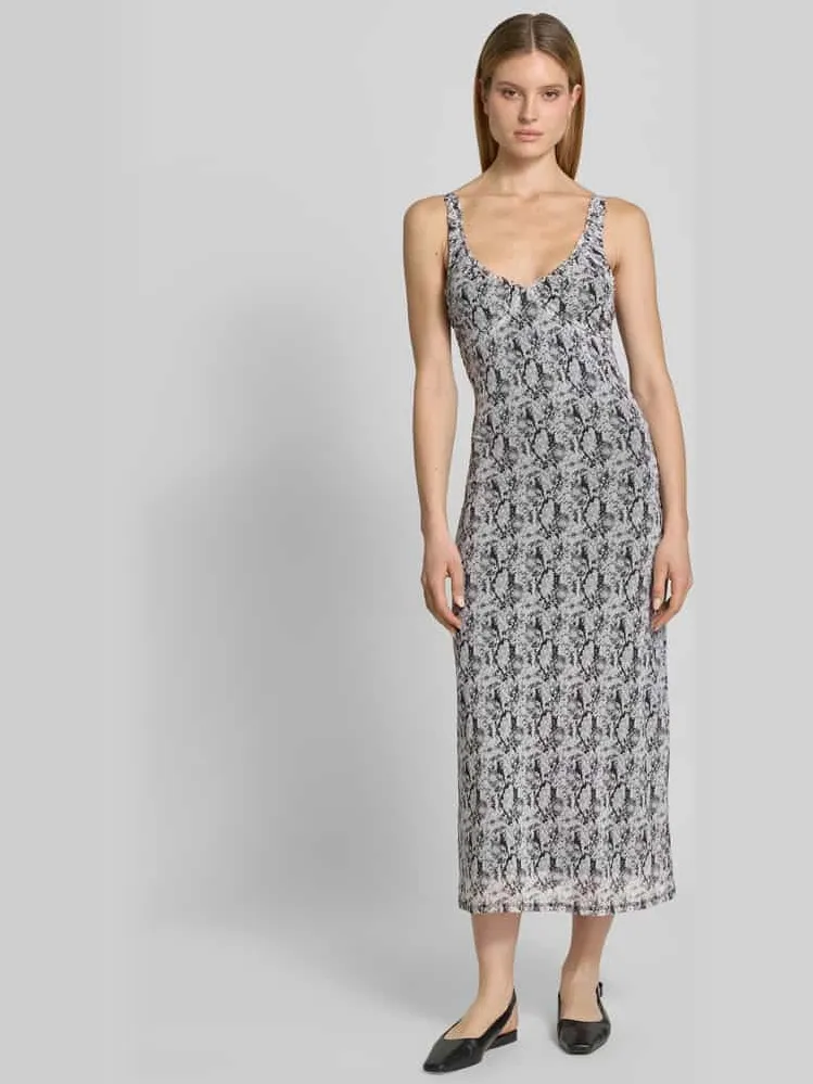 Vero Moda Nauwsluitende vrijetijdsjurk met all-over motief model 'STEPH' Middengrijs gemêleerd