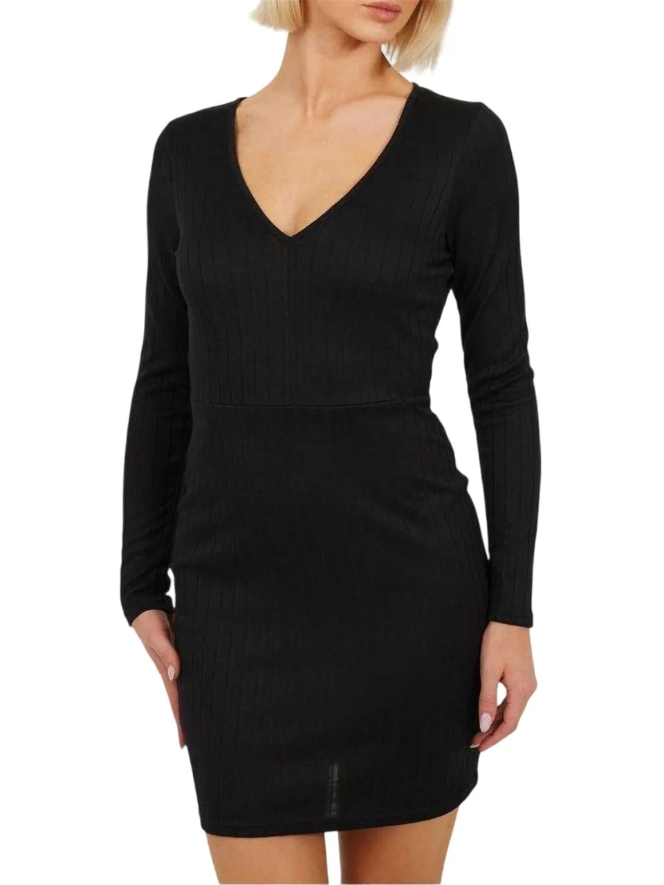 Brave Soul Mini-jurk met lange mouwen voor dames (Zwart), foto 2